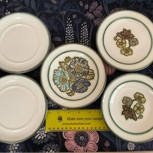 Vintage Wedgwood Cream and Green Floral Plates Set